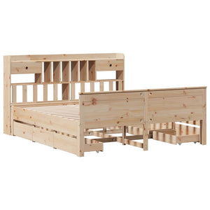 vidaXL Solid Wood Bed with Shelf without Mattress 180x200 cm Pine Wood