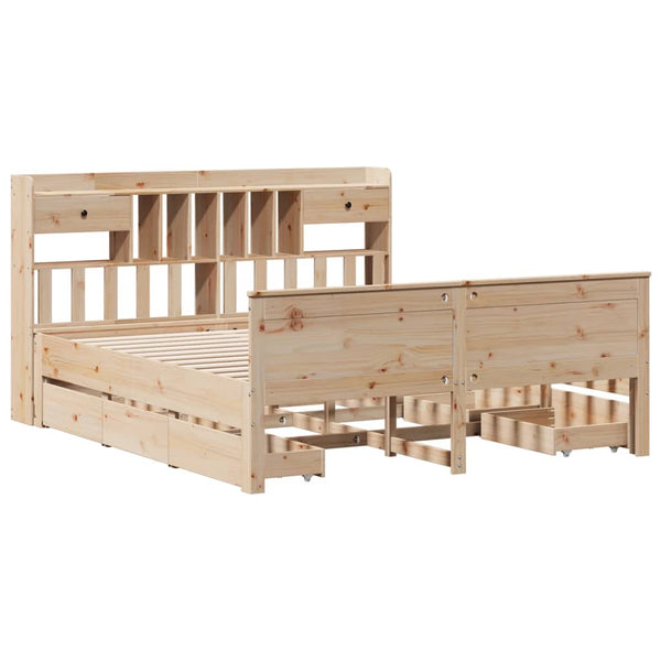 vidaXL Solid Wood Bed with Shelf without Mattress 180x200 cm Pine Wood