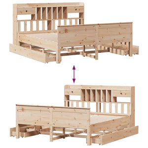vidaXL Solid Wood Bed with Shelf without Mattress 180x200 cm Pine Wood