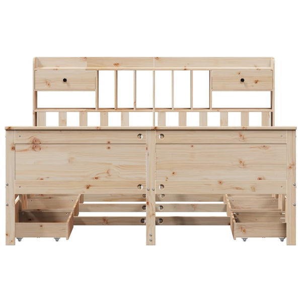 vidaXL Solid Wood Bed with Shelf without Mattress 180x200 cm Pine Wood