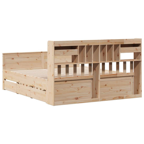 vidaXL Solid Wood Bed with Shelf without Mattress 180x200 cm Pine Wood