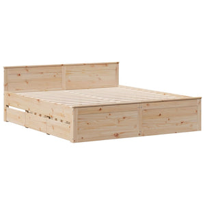 vidaXL Solid Wood Bed with Shelf without Mattress 180x200 cm Pine Wood