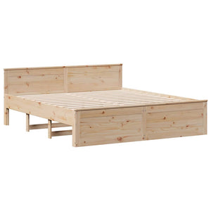 vidaXL Solid Wood Bed with Shelf without Mattress 180x200 cm Pine Wood