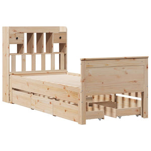 vidaXL Solid Wood Bed with Shelf without Mattress 100x200 cm Pine
