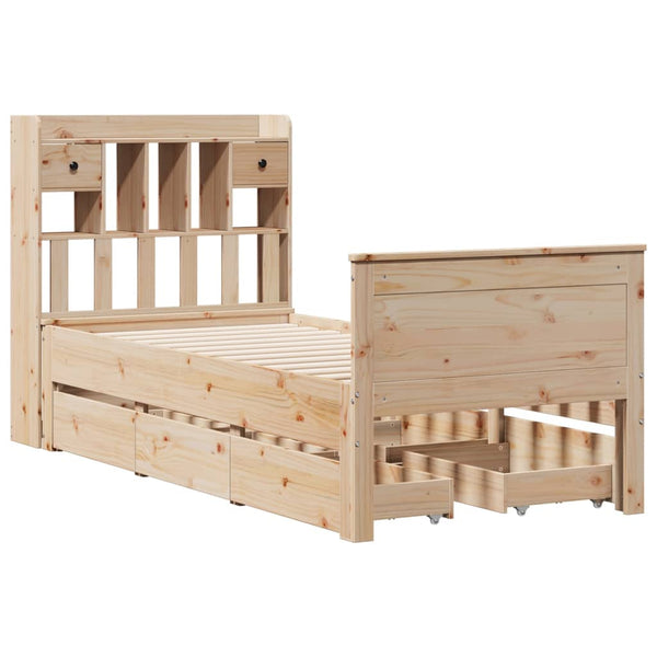 vidaXL Solid Wood Bed with Shelf without Mattress 100x200 cm Pine