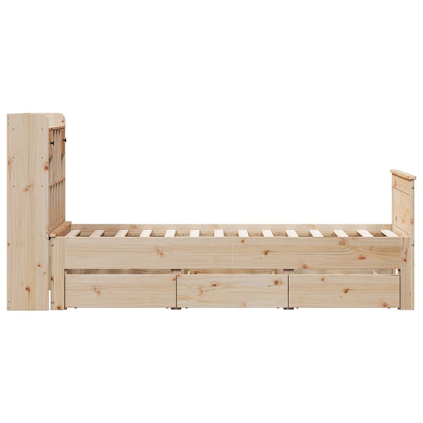 vidaXL Solid Wood Bed with Shelf without Mattress 100x200 cm Pine