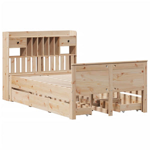 vidaXL Solid Wood Bed with Headboard, without Mattress, 135x190 cm Pine Wood