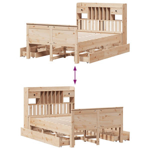 vidaXL Solid Wood Bed with Headboard, without Mattress, 135x190 cm Pine Wood