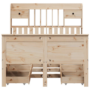 vidaXL Solid Wood Bed with Headboard, without Mattress, 135x190 cm Pine Wood