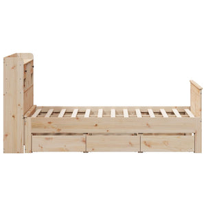 vidaXL Solid Wood Bed with Headboard, without Mattress, 135x190 cm Pine Wood