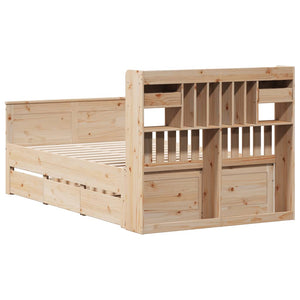 vidaXL Solid Wood Bed with Headboard, without Mattress, 135x190 cm Pine Wood