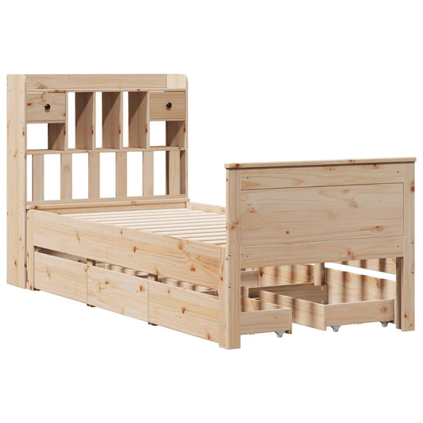 vidaXL Solid Wood Bed with Storage Shelf without Mattress 90x190 cm Pine
