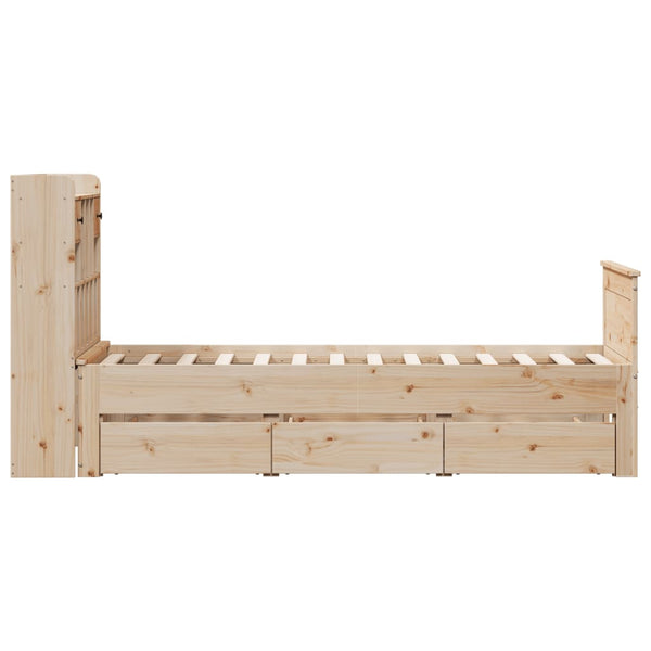 vidaXL Solid Wood Bed with Storage Shelf without Mattress 90x190 cm Pine