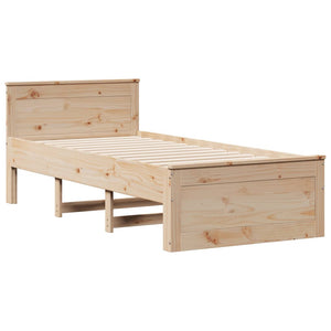 vidaXL Solid Wood Bed with Storage Shelf without Mattress 90x190 cm Pine