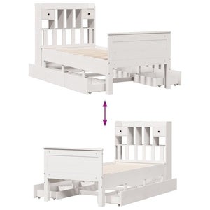 vidaXL Solid Wood Bed with Shelf without Mattress White 90x190 cm Pine