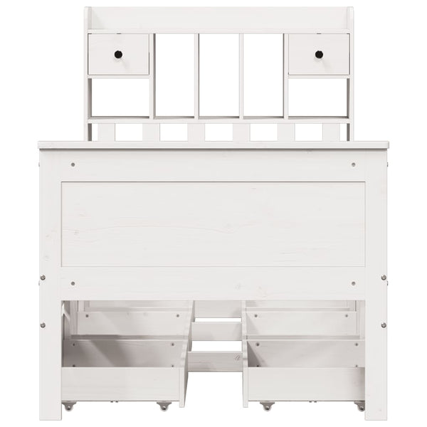vidaXL Solid Wood Bed with Shelf without Mattress White 90x190 cm Pine