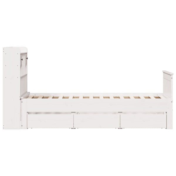 vidaXL Solid Wood Bed with Shelf without Mattress White 90x190 cm Pine