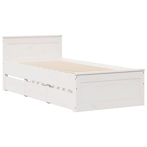 vidaXL Solid Wood Bed with Shelf without Mattress White 90x190 cm Pine