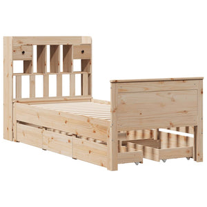 vidaXL Bookcase Bed Frame without Mattress 75x190 cm Solid Pine