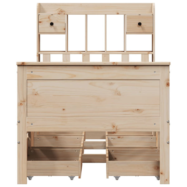 vidaXL Bookcase Bed Frame without Mattress 75x190 cm Solid Pine