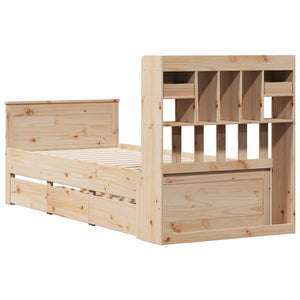 vidaXL Bookcase Bed Frame without Mattress 75x190 cm Solid Pine