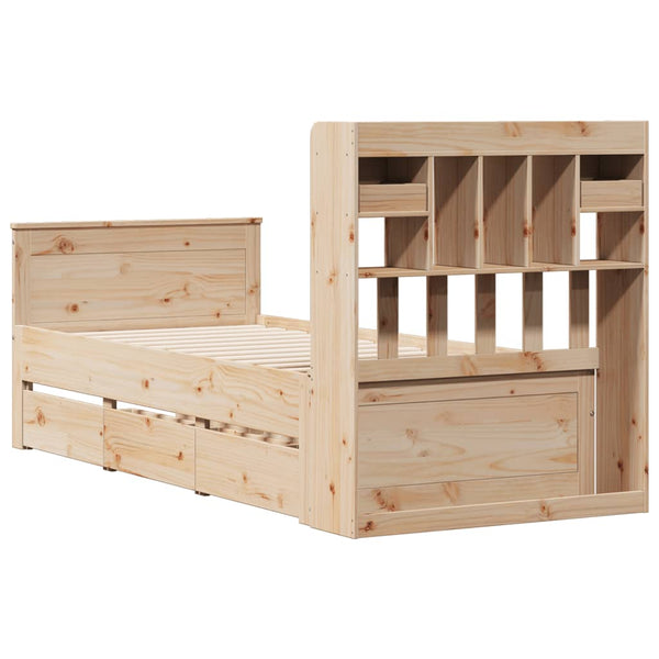 vidaXL Bookcase Bed Frame without Mattress 75x190 cm Solid Pine