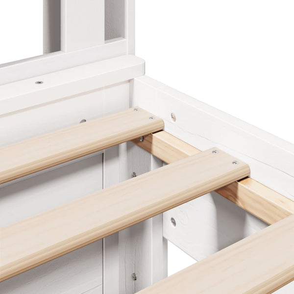 vidaXL Solid Wood Bed with Shelf without Mattress White 75x190 cm Pine
