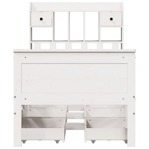 vidaXL Solid Wood Bed with Shelf without Mattress White 75x190 cm Pine