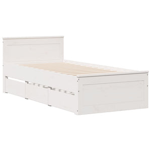 vidaXL Solid Wood Bed with Shelf without Mattress White 75x190 cm Pine