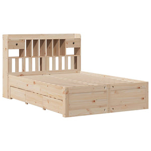 vidaXL Solid Wood Bed with Shelf without Mattress 140x200 cm Pine Wood