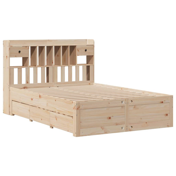 vidaXL Solid Wood Bed with Shelf without Mattress 140x200 cm Pine Wood