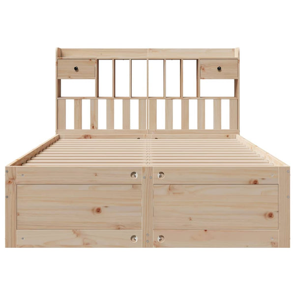 vidaXL Solid Wood Bed with Shelf without Mattress 140x200 cm Pine Wood