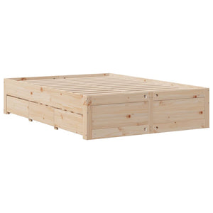 vidaXL Solid Wood Bed with Shelf without Mattress 140x200 cm Pine Wood