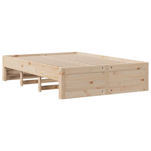 vidaXL Solid Wood Bed with Shelf without Mattress 140x200 cm Pine Wood