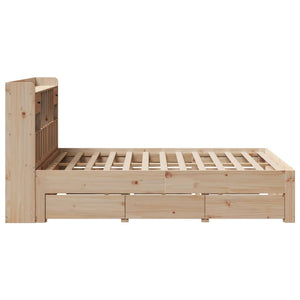 vidaXL Solid Wood Bed with Shelf without Mattress 140x200 cm Pine Wood