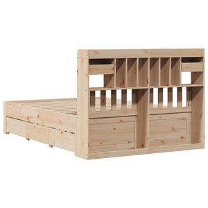 vidaXL Solid Wood Bed with Shelf without Mattress 140x200 cm Pine Wood