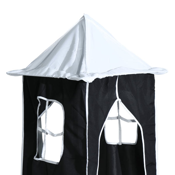 vidaXL Kids Loft Bed with Tower White & Black 80x200 cm Pine Wood