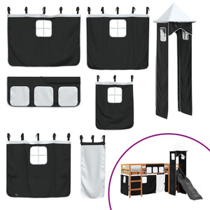 vidaXL Kids Loft Bed with Tower White & Black 80x200 cm Pine Wood