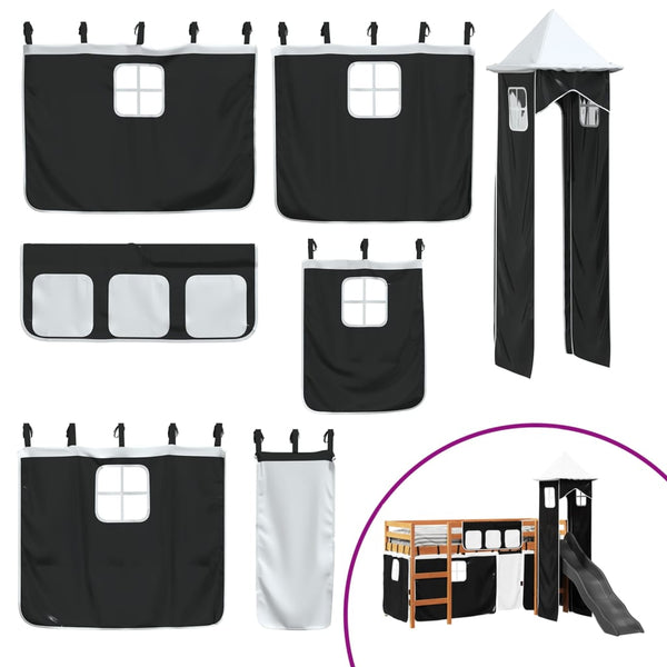vidaXL Kids Loft Bed with Tower White & Black 80x200 cm Pine Wood