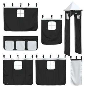 vidaXL Kids Loft Bed with Tower White & Black 80x200 cm Pine Wood