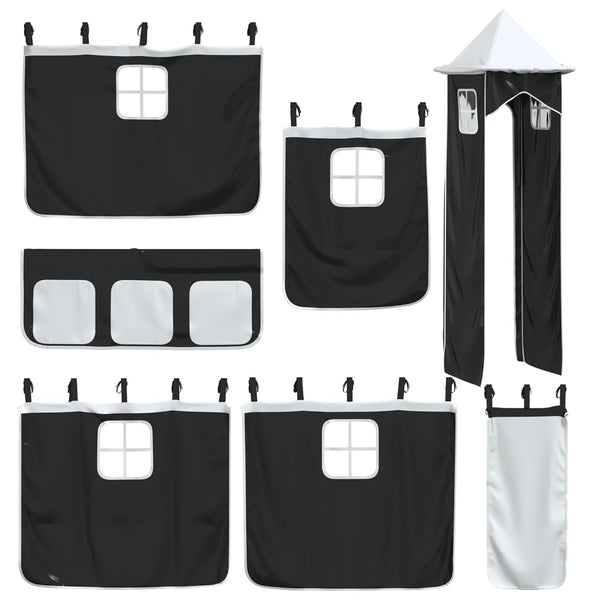 vidaXL Kids Loft Bed with Tower White & Black 80x200 cm Pine Wood