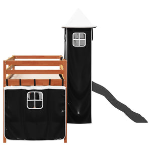 vidaXL Kids Loft Bed with Tower White & Black 80x200 cm Pine Wood