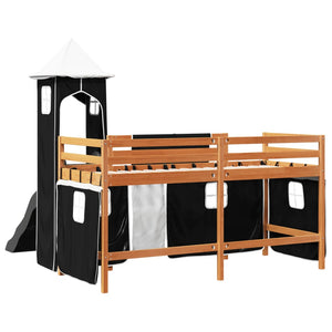 vidaXL Kids Loft Bed with Tower White & Black 80x200 cm Pine Wood