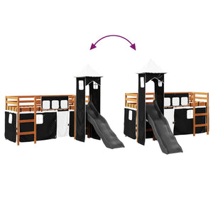 vidaXL Kids Loft Bed with Tower White & Black 80x200 cm Pine Wood