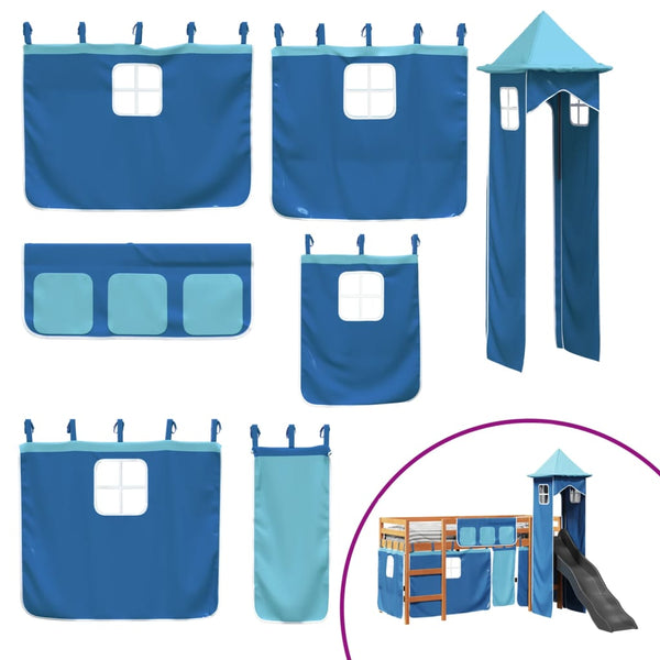 vidaXL Kids Loft Bed with Tower Blue 80x200 cm Solid Pine Wood