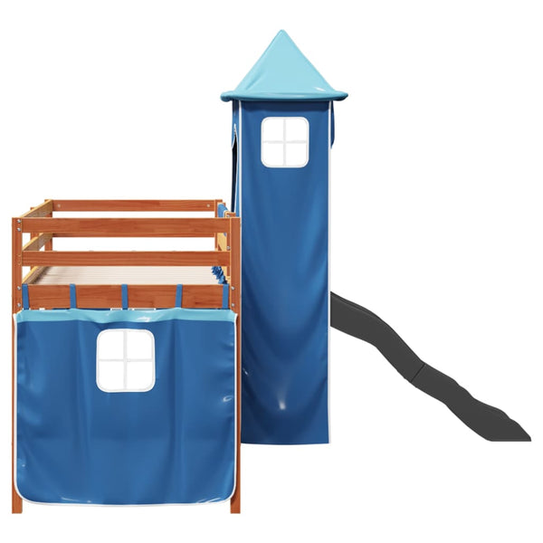 vidaXL Kids Loft Bed with Tower Blue 80x200 cm Solid Pine Wood