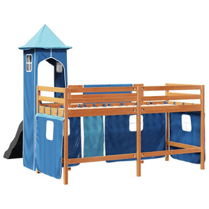 vidaXL Kids Loft Bed with Tower Blue 80x200 cm Solid Pine Wood