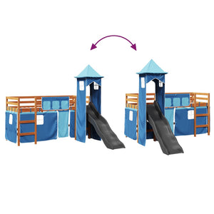 vidaXL Kids Loft Bed with Tower Blue 80x200 cm Solid Pine Wood