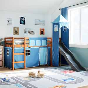 vidaXL Kids Loft Bed with Tower Blue 80x200 cm Solid Pine Wood
