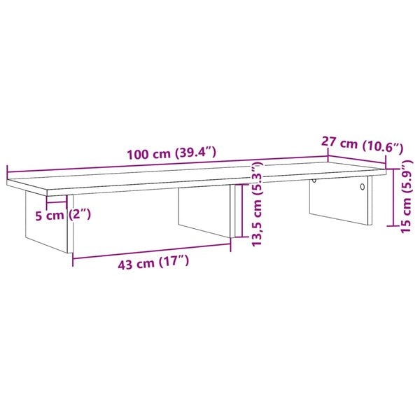 vidaXL Monitor Stand Reclaimed Wood Look 100x27x15 cm Engineered Wood